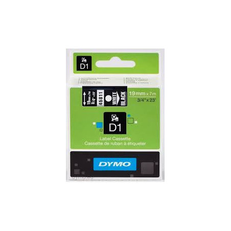 DYMO 45811 D1 Tape 19mm x 7m hvid på sort