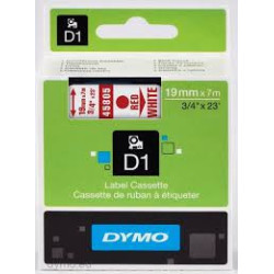 DYMO 45805 D1 Tape 19mm x 7m rød på hvid