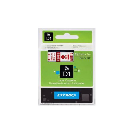 DYMO 45805 D1 Tape 19mm x 7m rød på hvid