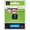 DYMO 45805 D1 Tape 19mm x 7m rød på hvid
