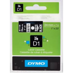 DYMO 53721 D1 Tape 24mm x 7m hvid på sort