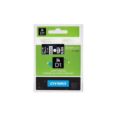 DYMO 53721 D1 Tape 24mm x 7m hvid på sort