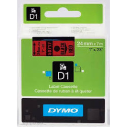 DYMO 53717 D1 Tape 24mm x 7m sort på rød