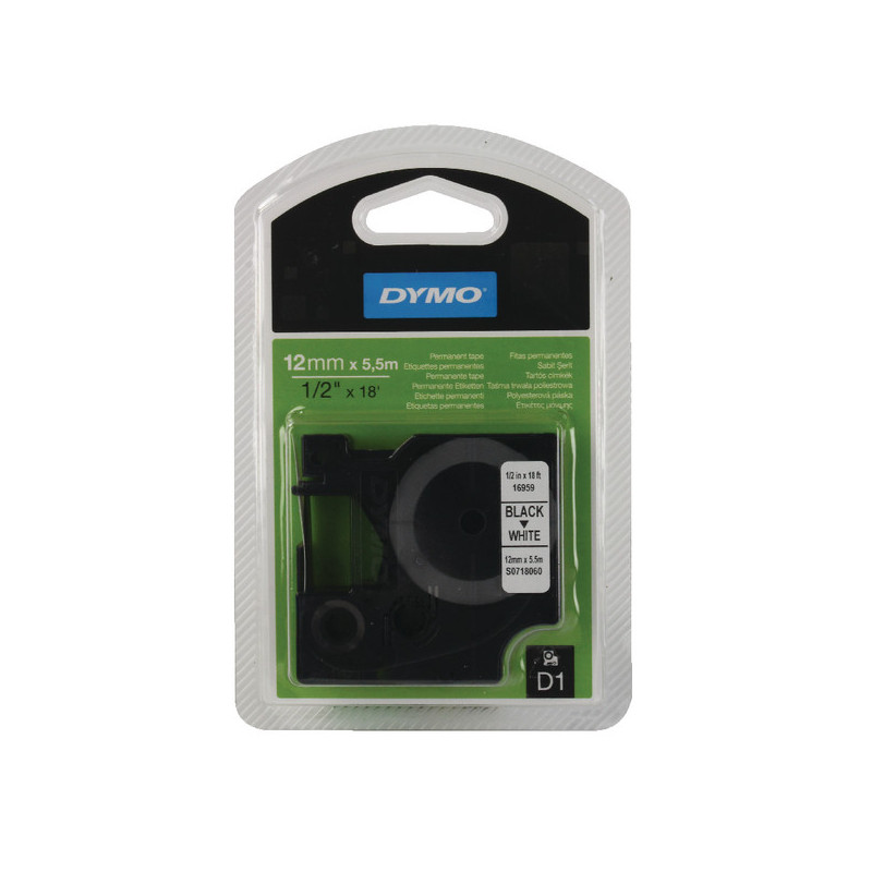 DYMO 16959 D1 Tape Permanent 12mm x 5