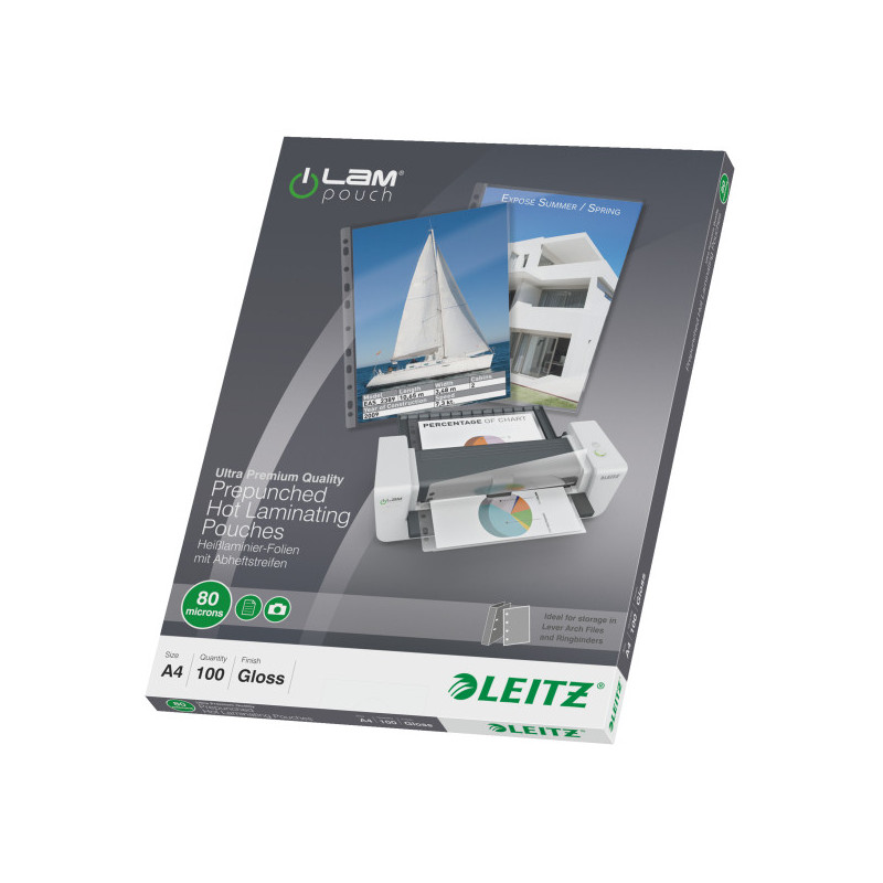 Lamineringslomme m-hul A4 80 mic.pk-100