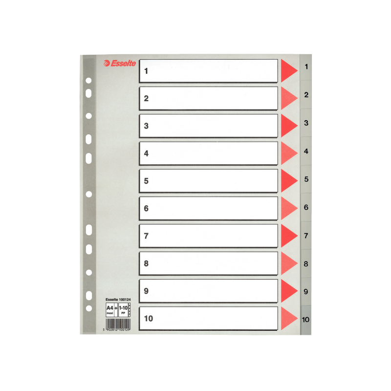 Register Esselte PP A4 Maxi 1-10 grå Register Esselte PP A4 Maxi 1-10 grå