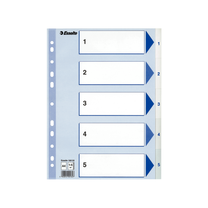 Register Esselte PP A4 1-5 hvid Register Esselte PP A4 1-5 hvid