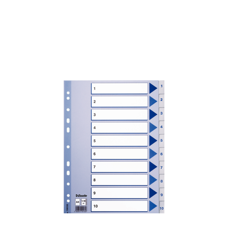 Register Esselte PP A4 1-10 hvid Register Esselte PP A4 1-10 hvid