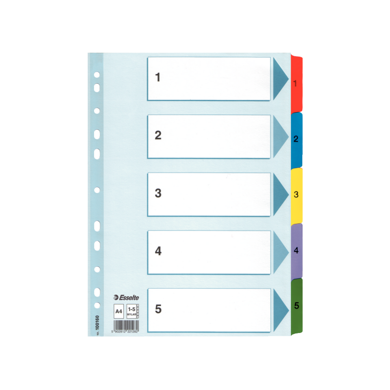 Register Esselte Mylar A4 1-5 flerfarvet
