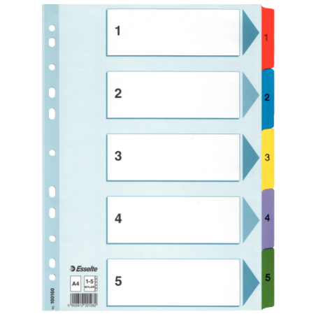 Register Esselte Mylar A4 1-5 flerfarvet