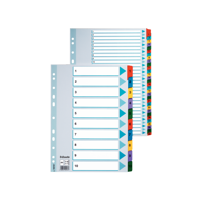 Register Esselte Mylar A4 1-10 flerfarv
