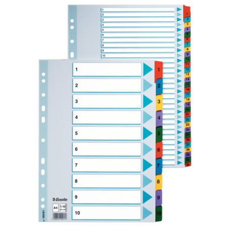 Register Esselte Mylar A4 1-10 flerfarv