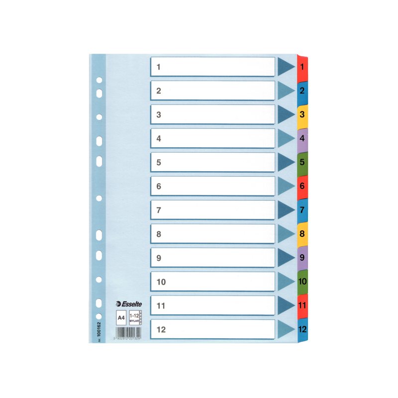 Register Mylar A4 1-12 flerfarve Register Mylar A4 1-12 flerfarve