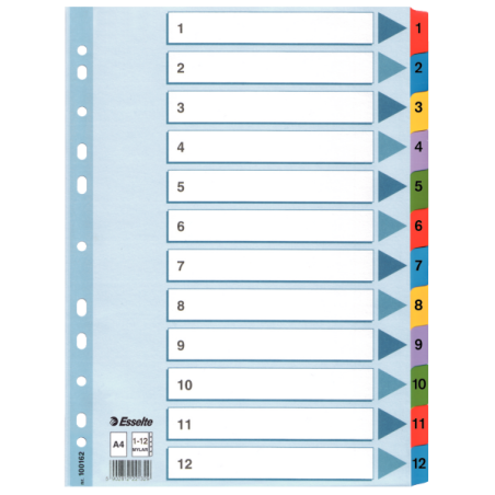 Register Mylar A4 1-12 flerfarve