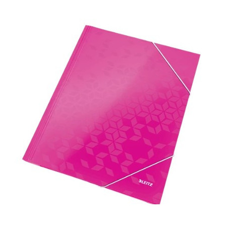 3-klap mappe Leitz WOW pap A4 pink