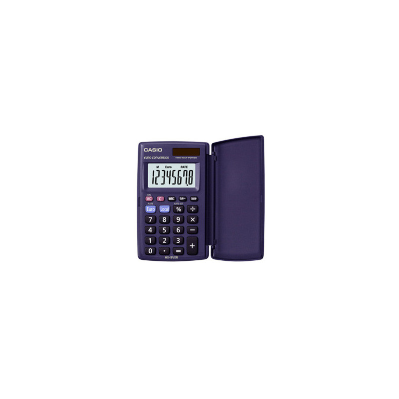 Casio HS-8VER lille lommeregner m. låg og 8 ciffers display