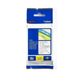 Brother TZe-145  tape lamineret 18mm x 8m hvid på klar-transparent