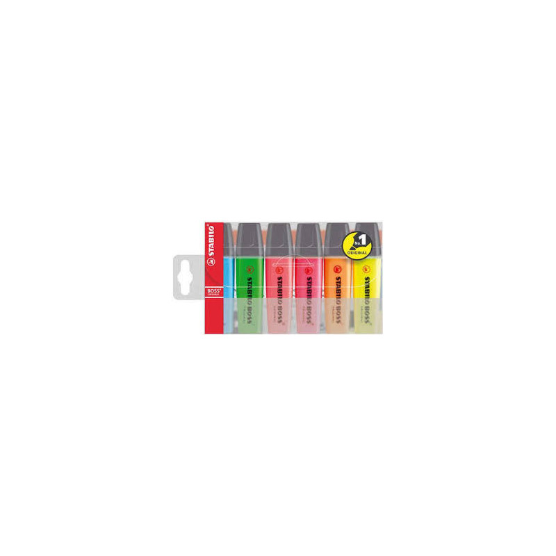 Stabilo Boss Original 140-70-6 etui m. 6 farver (1 stk) Stabilo Boss Original 140-70-6 etui m. 6 farver (1 stk)