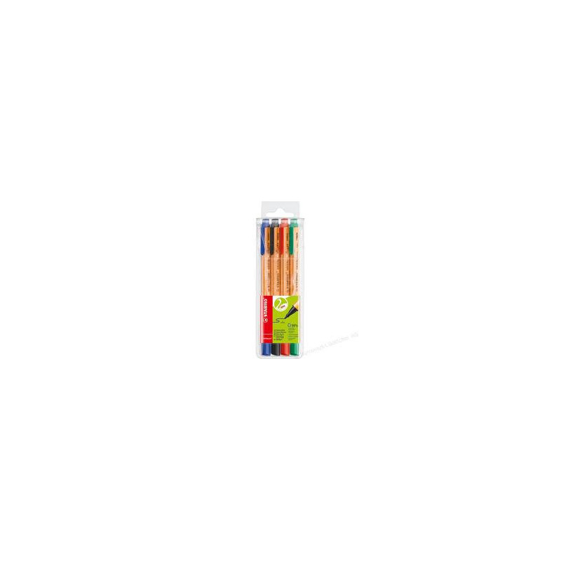 Stabilo 150-6088-4 greenpoint Fibre-Tip etui m. 4 farver