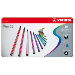 Stabilo 150-6810-6 Metaletui med 10 Fiberpenne i assorterede farver
