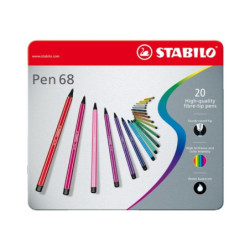 Stabilo 150-6820-6 Metaletui med 20 Fiberpenne i assorterede farver