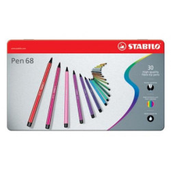 Stabilo 150-6830-6 Metaletui med 30 Fiberpenne i assorterede farver