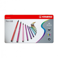 Stabilo 150-6840-6 Metaletui med 40 Fiberpenne i assorterede farver