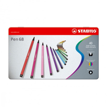 Stabilo 150-6840-6 Metaletui med 40 Fiberpenne i assorterede farver