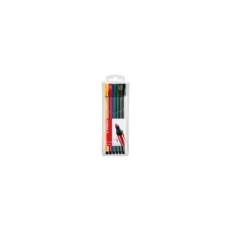 Stabilo 150-6806PL 6 forskelligt farvede fiberpenne i plastetui Stabilo 150-6806PL 6 forskelligt farvede fiberpenne i plastetui