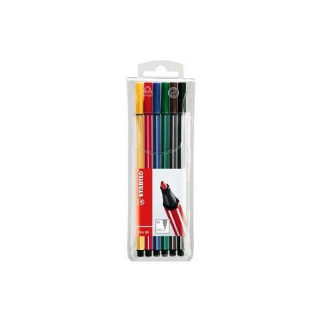 Stabilo 150-6806PL 6 forskelligt farvede fiberpenne i plastetui