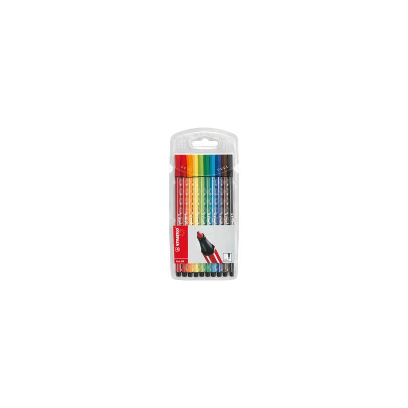 Stabilo 150-6810PL 10 forskelligt farvede fiberpenne i plastetui