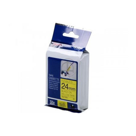 TZFX651-TZ-FX651 Sort tekst på gul tape 24mm (8 m. pr. rulle)
