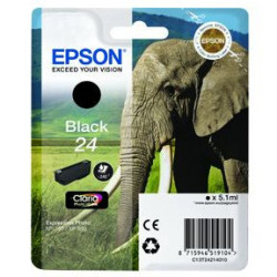 Blækpatron original Epson 24 C13T24214010 Sort (240 sider)