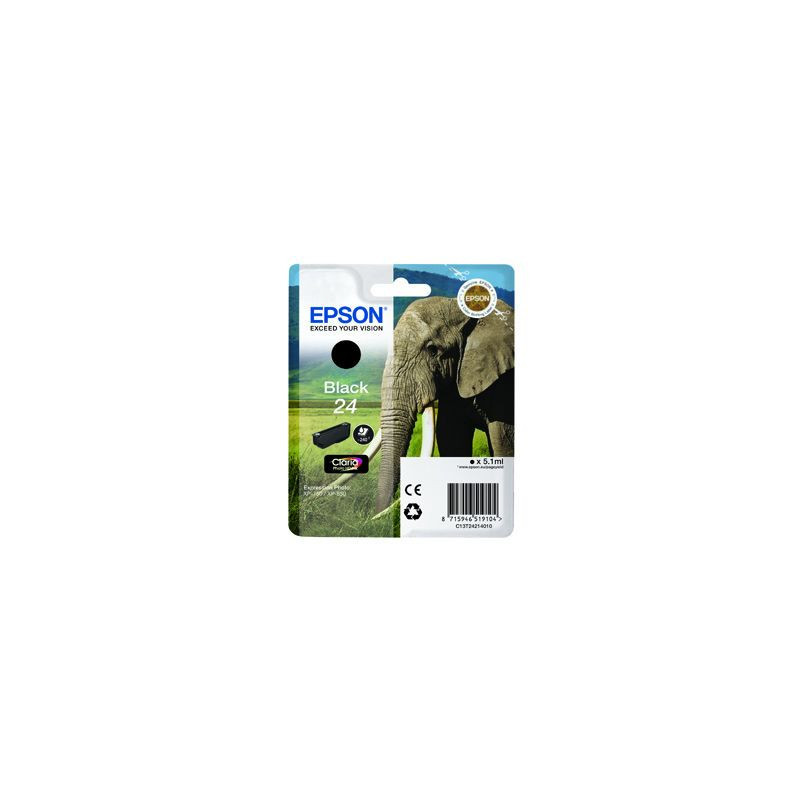 Blækpatron original Epson 24 C13T24214010 Sort (240 sider)
