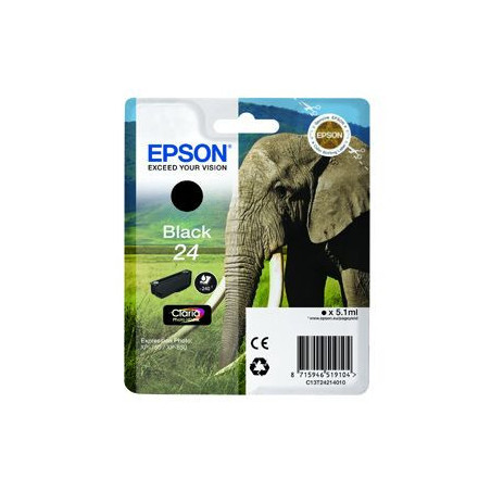 Blækpatron original Epson 24 C13T24214010 Sort (240 sider)