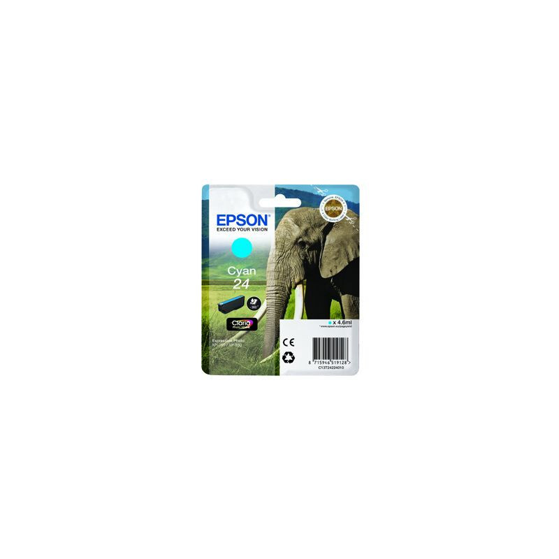 Blækpatron original Epson 24 C13T24224010 Cyan (360 sider)