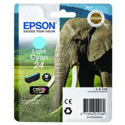 Blækpatron original Epson 24 C13T24254010 Lys Cyan (360 sider)