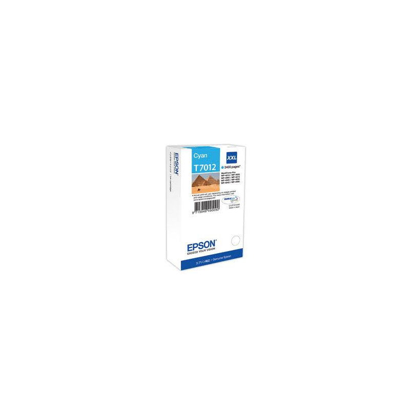 Blækpatron original Epson T7012 Cyan XXL C13T70124010 (3.400 sider)