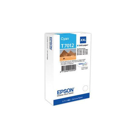 Blækpatron original Epson T7012 Cyan XXL C13T70124010 (3.400 sider)