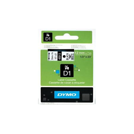 DYMO 45013 D1 Tape 12mm x 7m sort på hvid