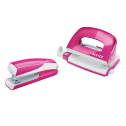 Hæftemaskine & hulapparat sæt WOW Mini Pink metallic