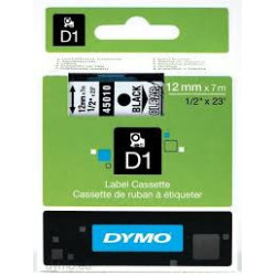 DYMO 45010 D1 Tape 12mm x 7m sort på klar-transparent