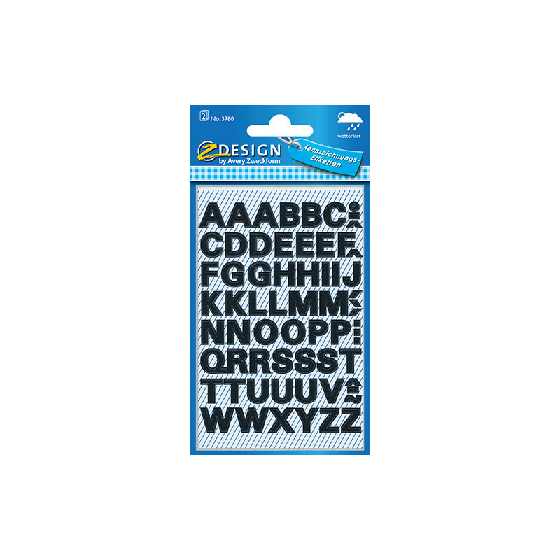 Avery 3780 Bogst sort vejrfast