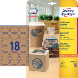 Avery L7103-25 Oval brun natur produkt etiketter