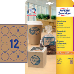 Avery L7106-25 runde brun natur produkt etiketter