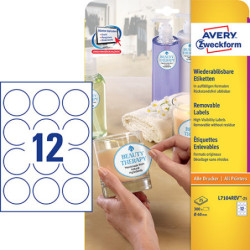 Avery L7104REV-25 runde hvide aftagelige produkt etiketter