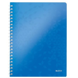 Notesbog WOW PP A4 linieret 80ark m-hul blå