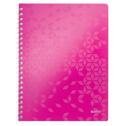 Notesbog WOW PP A4 linieret 80ark m-hul pink