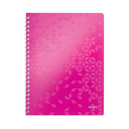 Notesbog WOW PP A4 linieret 80ark m-hul pink