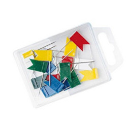 Kortnåle med flag. 20 stk. assorteret WEDO 56299